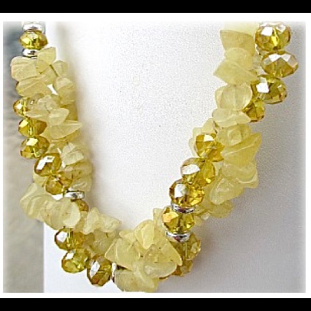 Lemon Quartz & Crystal Artisan  Necklace
